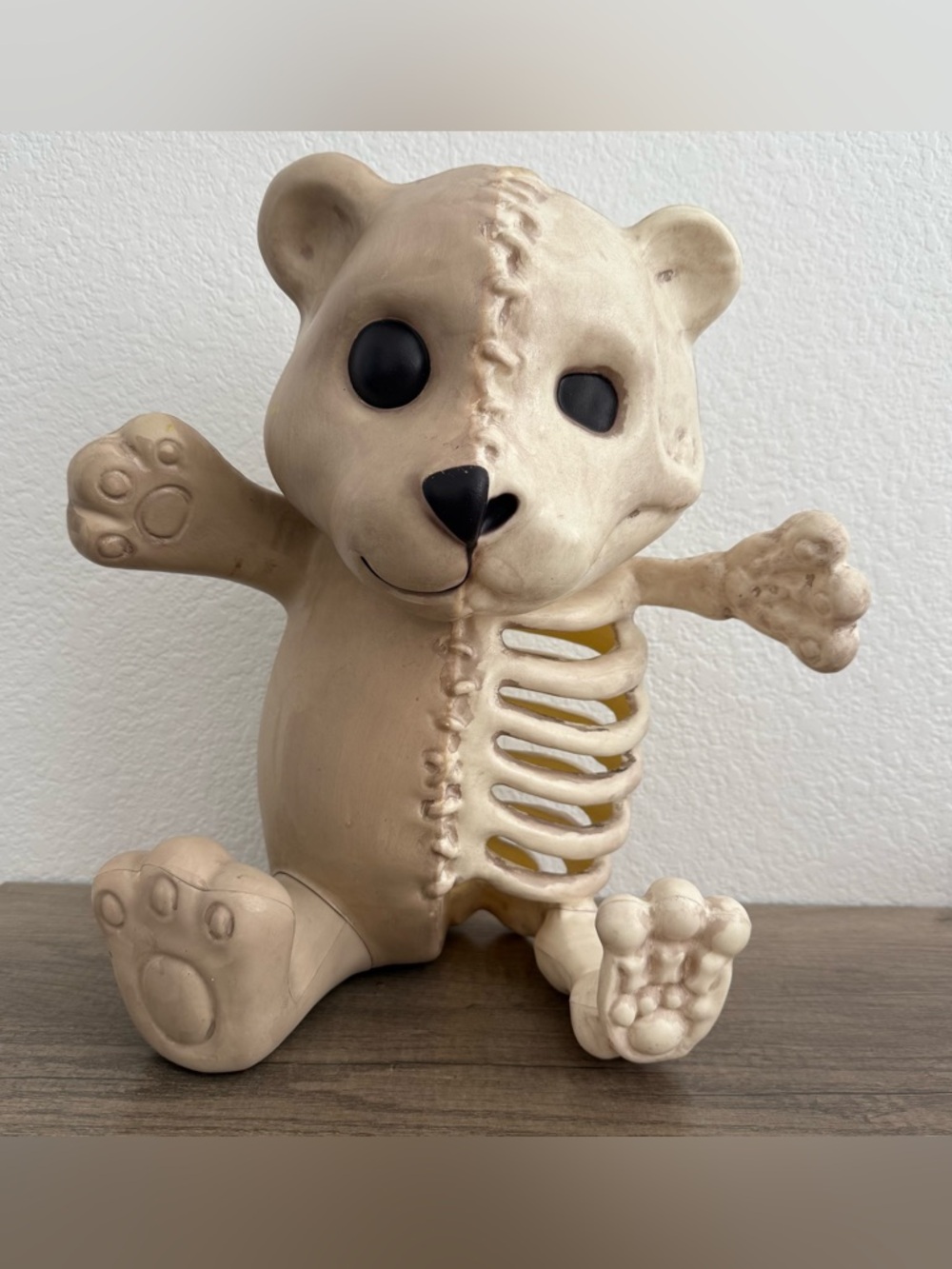 Half Bonez Teddy Skeleton Halloween Decoration 14.25”
